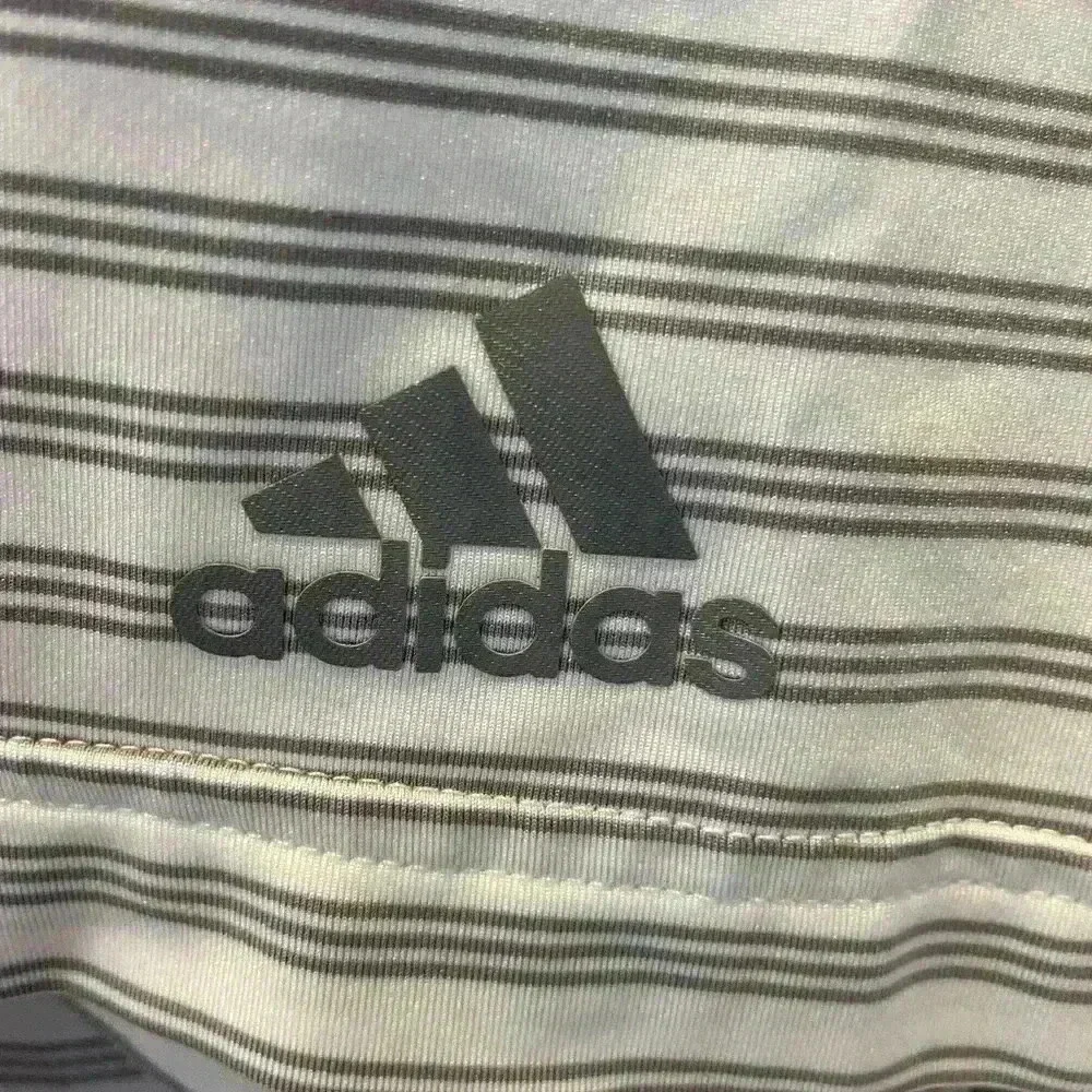 Adidas grey striped polo XL
